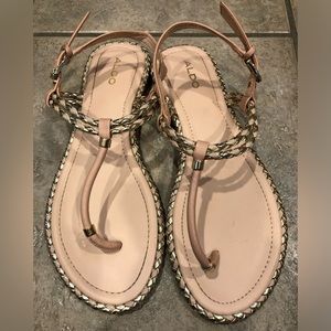 ALDO Gold/Tan  Braided Thong Sandal